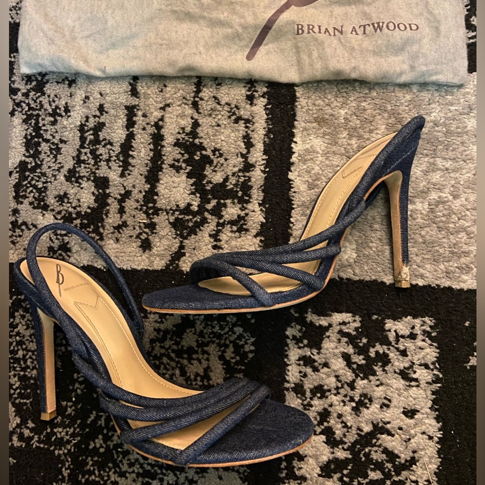 brian atwood blue strappy heels